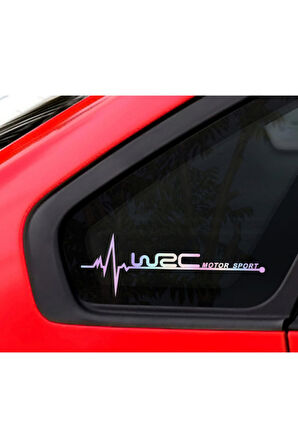 Wrc Yan Cam Sticker Oto Kapı  20 Cm X 7 Cm Holo-Chroma