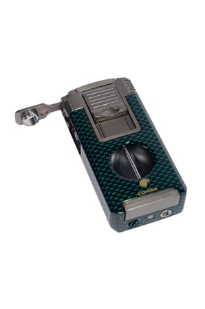 Cohiba Çift Torch Pürmüz Yeşil Karbon Desenli Puro Çakmağı - TR9044