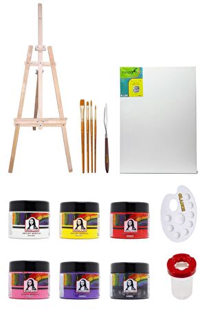 3 Ayaklı Şövale Daler Rowney 4'lü Fırça Seti Südor Mona Lisa Artist 125 Ml Akrilik Set 6'lı