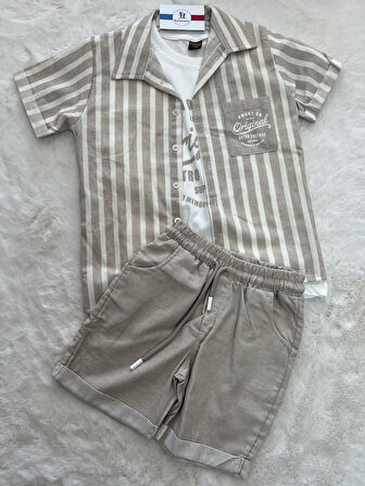 Omont Sıfır Kol Badili  Gömlekli 3 Lü Erkek Takım