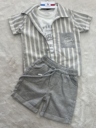 Omont Sıfır Kol Badili  Gömlekli 3 Lü Erkek Takım