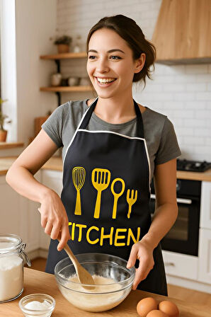 Kitchen Style Mutfak Önlüğü – Çatal Kaşık Desenli, Sıvı Geçirmez Şık Tasarım