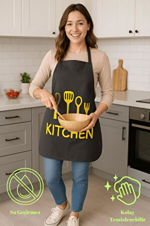 Kitchen Style Mutfak Önlüğü – Çatal Kaşık Desenli, Sıvı Geçirmez Şık Tasarım