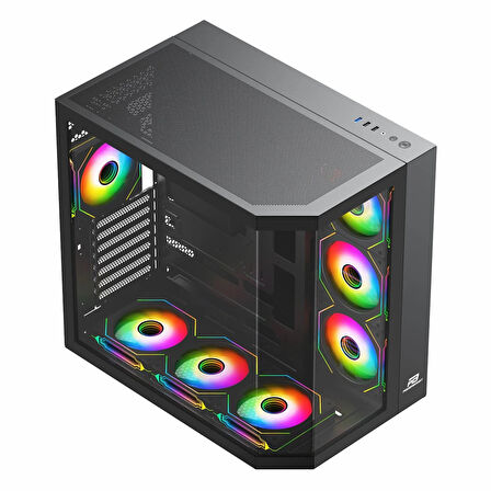 PowerBoost PB-A4375B 750W 80+ Bronz USB 3.2 ARGB ATX Mid Tower Siyah Kasa