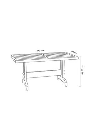 Diva Plastik Masa 80x140 | Balkon Bahçe Dış Mekan Mobilyası - Teak / Kahverengi Ahşap Desenli