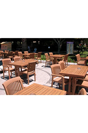 Diva Plastik Masa 80x140 | Balkon Bahçe Dış Mekan Mobilyası - Teak / Kahverengi Ahşap Desenli