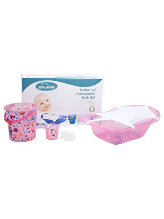 Sevi Bebe Bebek Küveti Seti Şeffaf Desenli Pembe 