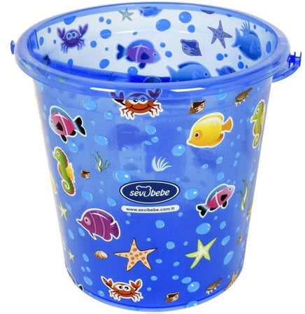 Sevi Bebe Şeffaf Desenli Banyo Kovası 12 lt Mavi