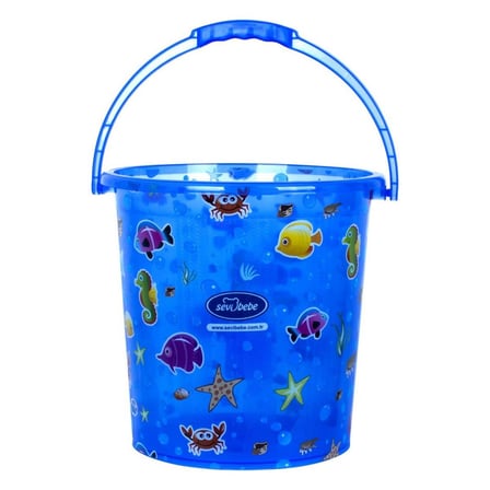 Sevi Bebe Şeffaf Desenli Banyo Kovası 12 lt Mavi