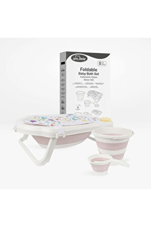 5'li Katlanabilir Bebek Banyo Seti- Pembe