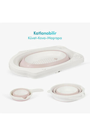 5'li Katlanabilir Bebek Banyo Seti- Pembe