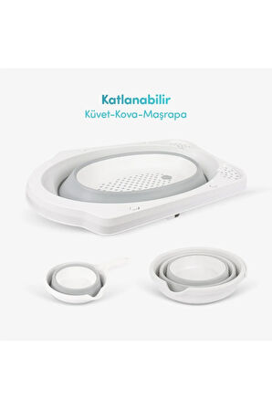 5'li Katlanabilir Bebek Banyo Seti- Pembe