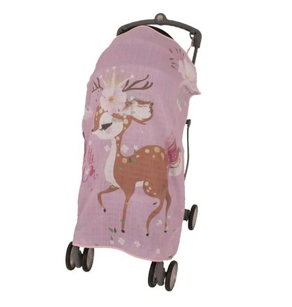 Sevi Bebe Müslin Bebek Arabası Örtüsü Pano Baskılı Ceylan