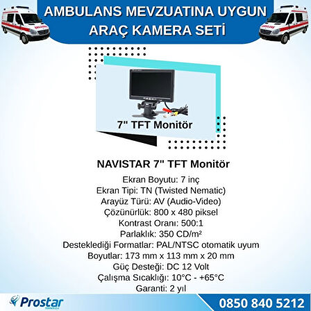 Ambulans Mevzuatına Uygun 2 Kameralı 8 Kanal Mobil NVR 1 TB 7 inç Monitörlü Tak Kullan Set