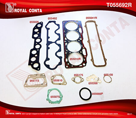 Tofas Motor Ust Takım Conta Fiat Tempra Tipo Uno Slx 1.6 91> - Royal T055692r