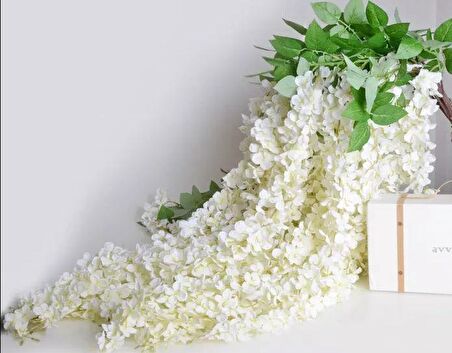 Sarkan Yapay Çiçek Akasya BEYAZ 80 cm 3 Sarkan Dallı 12 ADET BAĞ