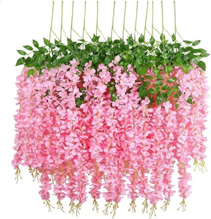Sarkan Yapay Çiçek Akasya PEMBE 80 cm 3 Sarkan Dallı 12 ADET BAĞ