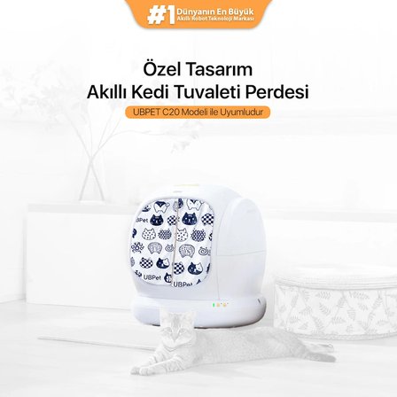 UBPet C20 Uyumlu Akıllı Kedi Tuvaleti Perdesi | Premium Kumaş, Mıknatıslı Giriş, Hijyenik ve Kolay Temizlenir