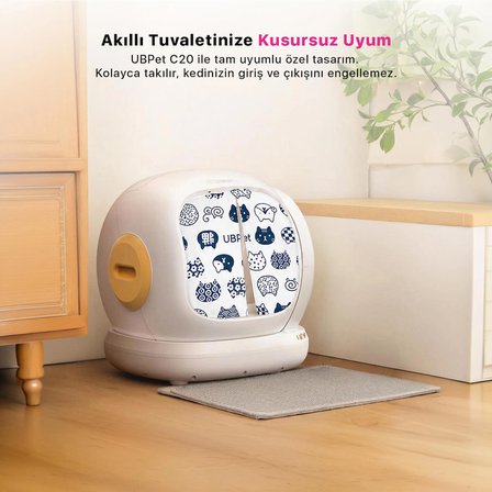 UBPet C20 Uyumlu Akıllı Kedi Tuvaleti Perdesi | Premium Kumaş, Mıknatıslı Giriş, Hijyenik ve Kolay Temizlenir