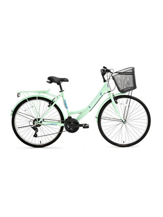 Bisan Lotus 24 V Fren 21 Vites 24 Jant Kadın Şehir Bisikleti Mint Yeşili Beyaz 34 Kadro