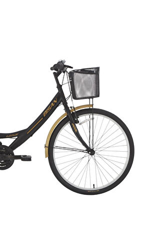 Bisan Lotus 24 V Fren 21 Vites 24 Jant Kadın Şehir Bisikleti Mat Siyah Gold 34 Kadro