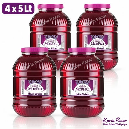 Mor Fıçı Üzüm Sirkesi 5 Lt x 4 Adet | 20 Lt Turşuluk Sirke Kolisi