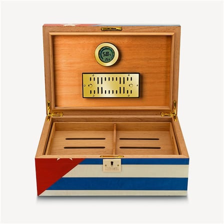 Lubinski Cedar Puro Kutusu Humidor Cuba Flag 50s LB-023