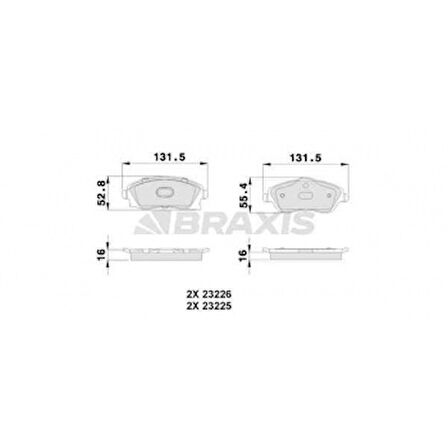 Opel Fren Balatası On Combo C Corsa C 1.3 1.7 Cdti 01 > Meriva 03 > Tigra 04 > - Braxıs Ab0007