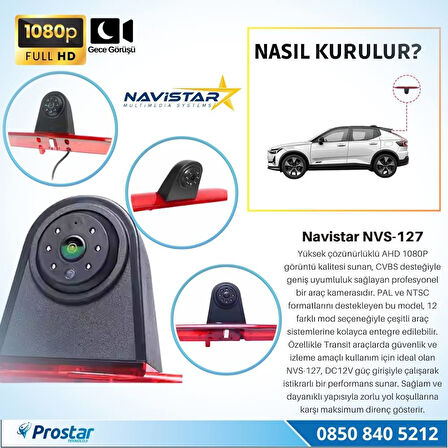 Ford Transit için Profesyonel AHD 1080P 12 in 1 Butonlu Geri görüş Kamerası