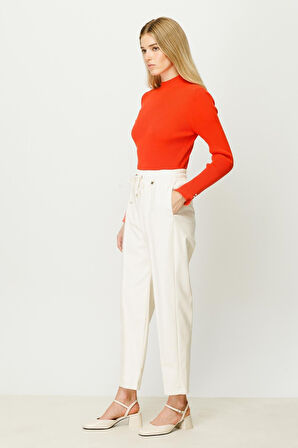 Deri Pantolon-Ekru | 3