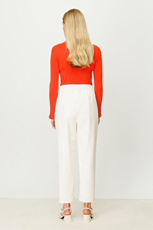 Deri Pantolon-Ekru | 3