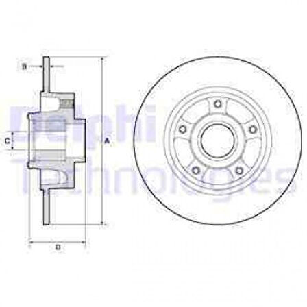 Renault Arka Fren Diski (aynası) Rulmanlı Renault Megane III Scenic III 08> - Delphi Bg9137rs