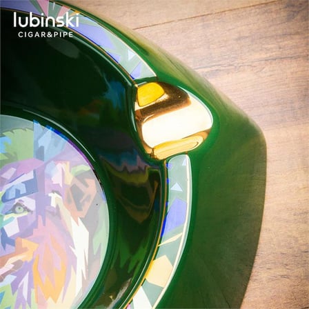 Lubinski Aslan Desenli Siyah Dörtlü Porselen Puro Küllüğü LB-845