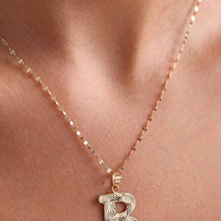 14 Ayar Altın B Harf Füzyon Kolye