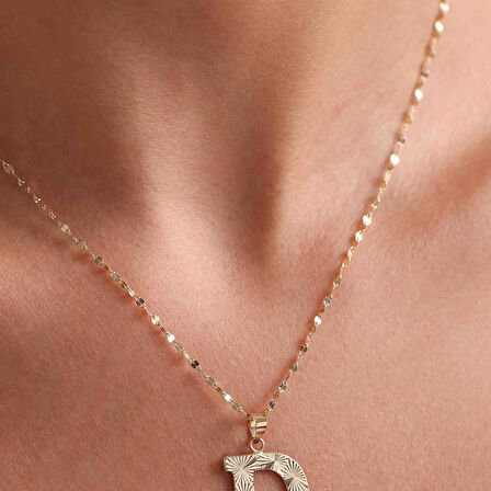 14 Ayar Altın D Harf Füzyon Kolye