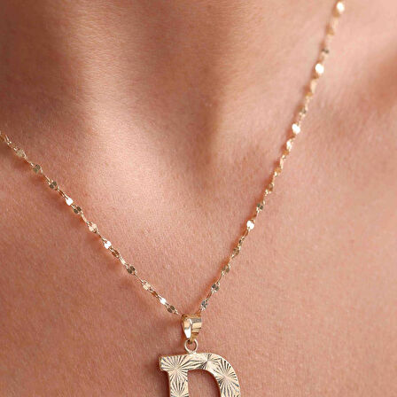 14 Ayar Altın D Harf Füzyon Kolye