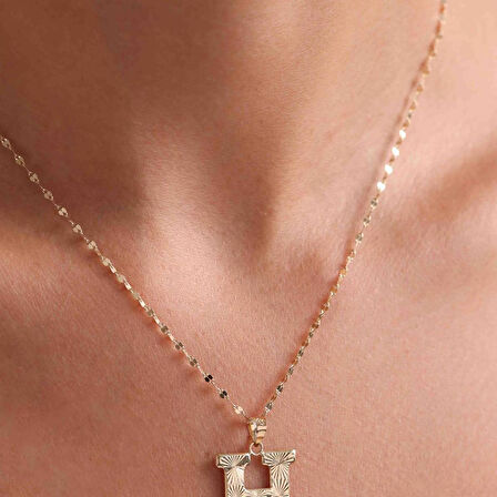 14 Ayar Altın H Harf Füzyon Kolye