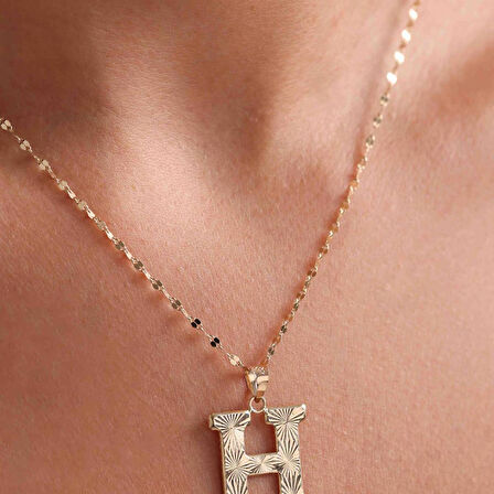 14 Ayar Altın H Harf Füzyon Kolye