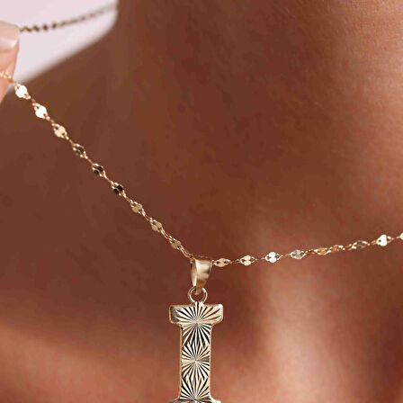 14 Ayar Altın I Harf Füzyon Kolye