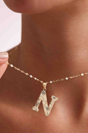 14 Ayar Altın N Harf Füzyon Kolye