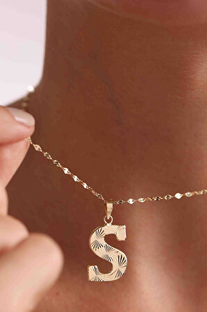 14 Ayar Altın S Harf Füzyon Kolye