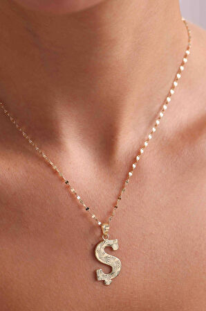 14 Ayar Altın Ş Harf Füzyon Kolye