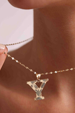 14 Ayar Altın Y Harf Füzyon Kolye