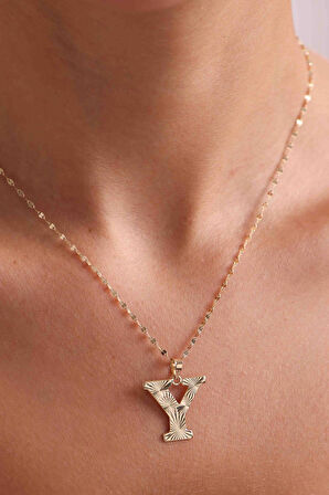 14 Ayar Altın Y Harf Füzyon Kolye