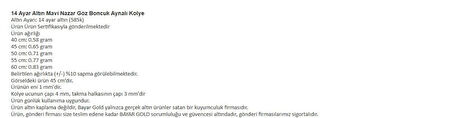 14 Ayar Altın Mavi Nazar Göz Boncuk Aynalı Kolye