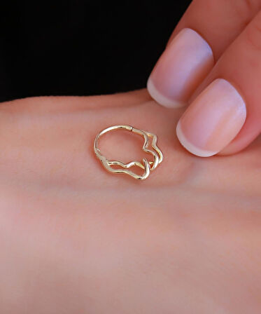 14 Ayar Altın İç İçe Kıvrımlı Halka Tragus Piercing