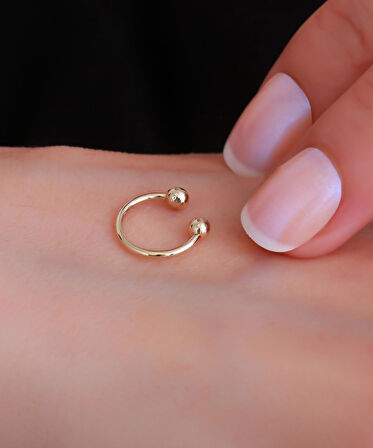 14 Ayar Altın Çift Toplu Halka Tragus Piercing