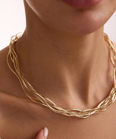 14 Ayar Altın İtalyan Beşli Sarmaşık Kolye