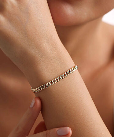 14 Ayar Altın Zarif Gurmet Bileklik 4 mm