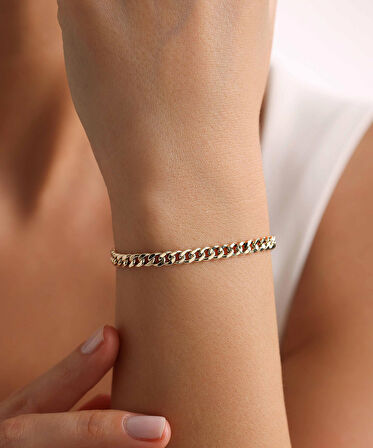 14 Ayar Altın Zarif Gurmet Bileklik 4 mm